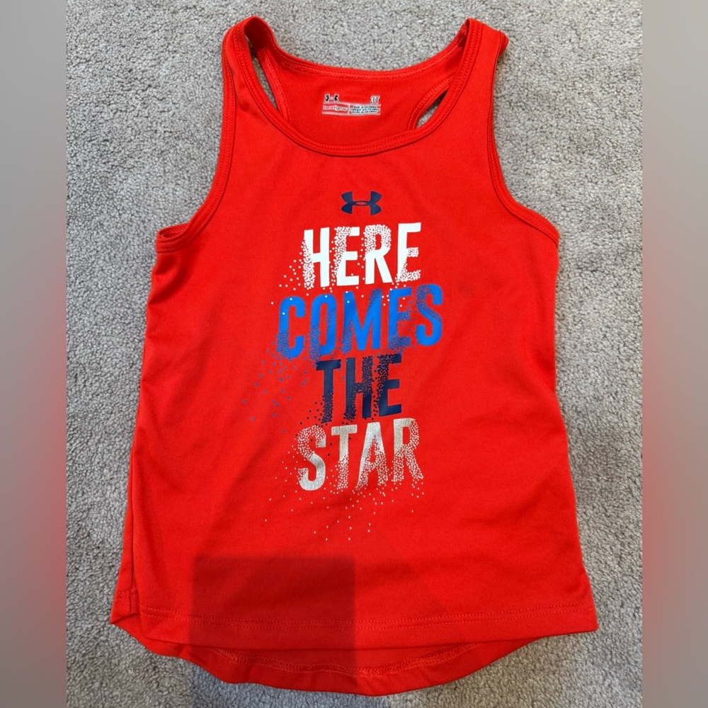 Under Armour Red Tank Top with Blue Print